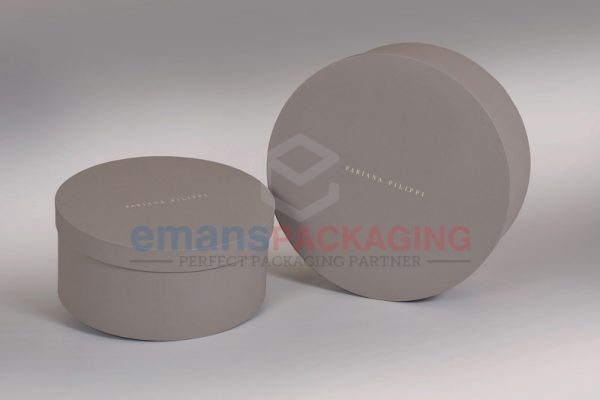 Grey Custom Round Rigid Boxes